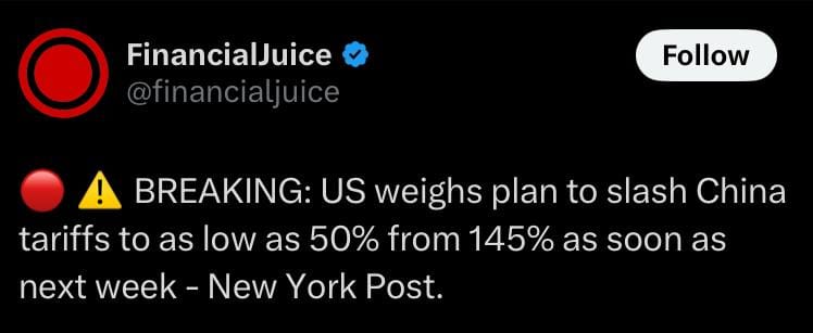 FinancialJuice on tariffs and trade talks