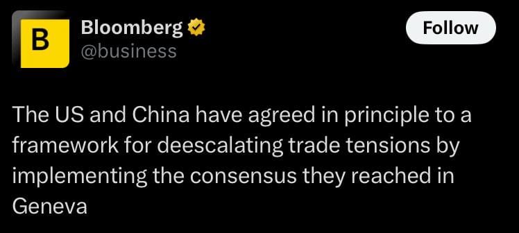 Bloomberg: US-China agree framework to deescalate trade tensions