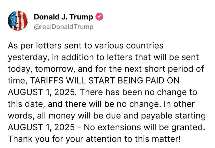 US Tariff Deadline Announcement