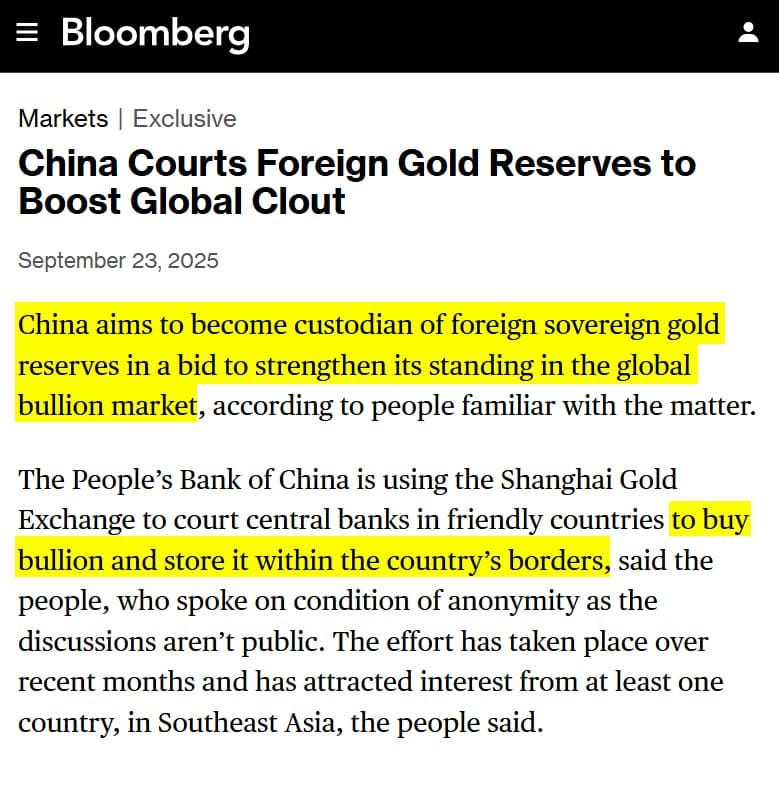 China Courts Foreign Gold Reserves to Boost Global Clout