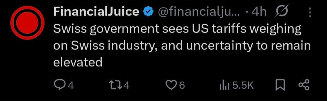 Swiss government warns US tariffs are weighing on domestic industry